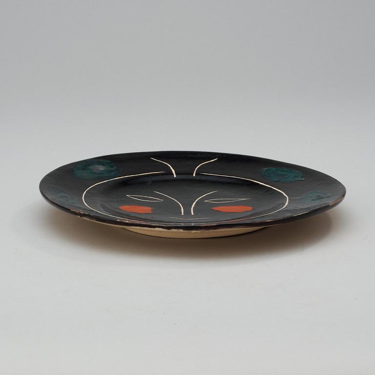 A Pablo Picasso 'Service visage noir, assiette J' dish, madoura, Vallauris, France.