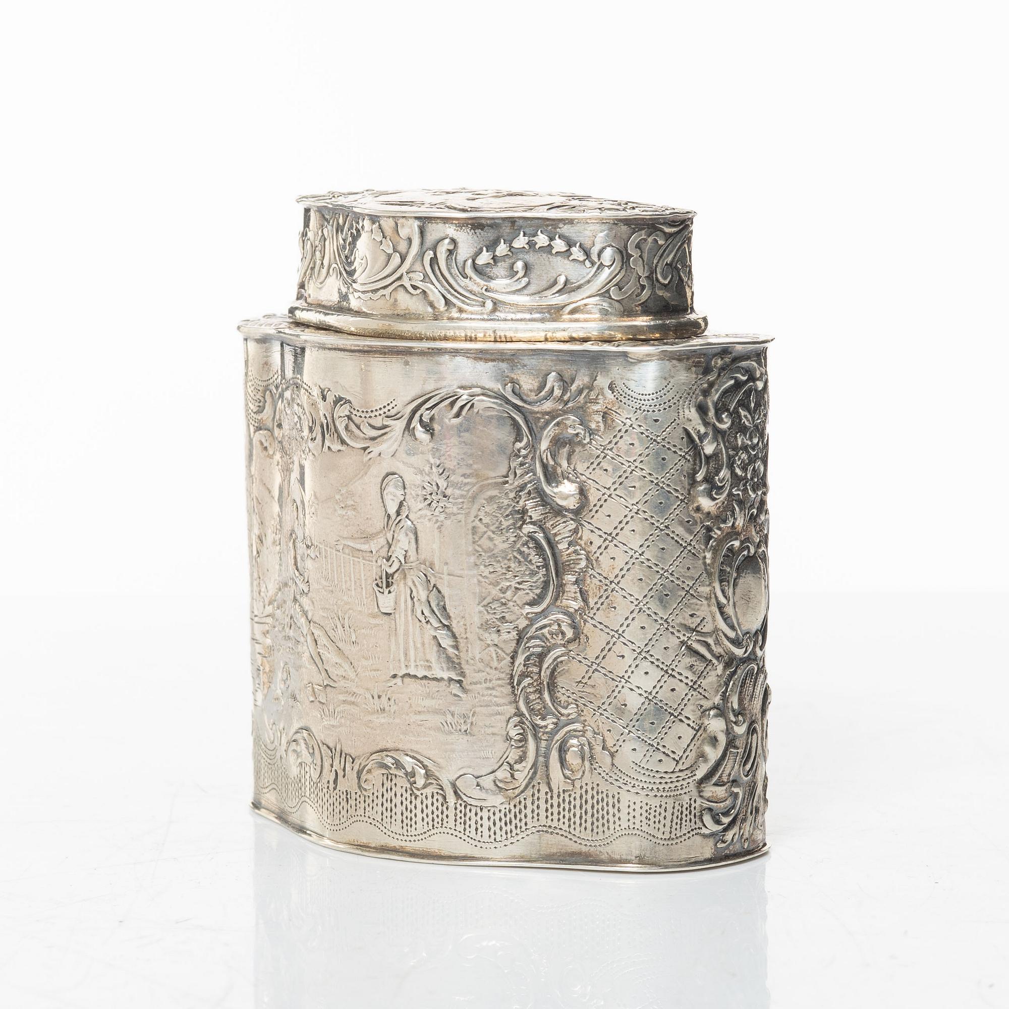 A sterling silver tea caddy, 20th Century.