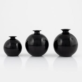 Harald Notini, a set of three 'Flower Ball' vases from Böhlmarks/Pukeberg, 1930's.