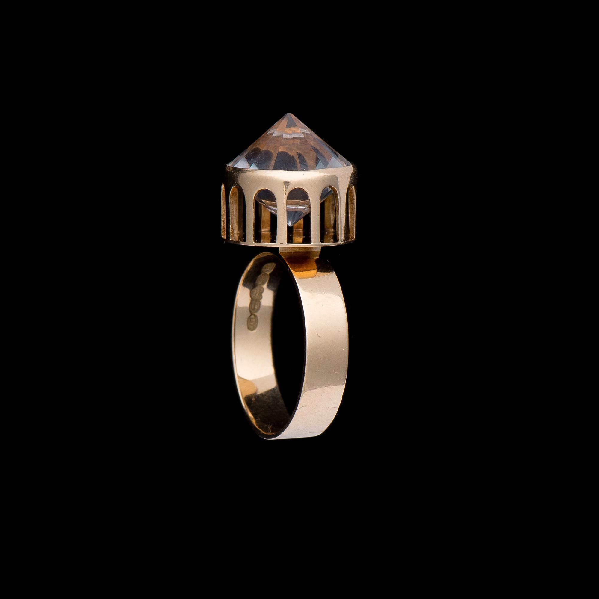 BJÖRN WECKSTRÖM, RING Paviljong, 14K guld, bergskristall, Lapponia (Kruunu Koru) 1965.
