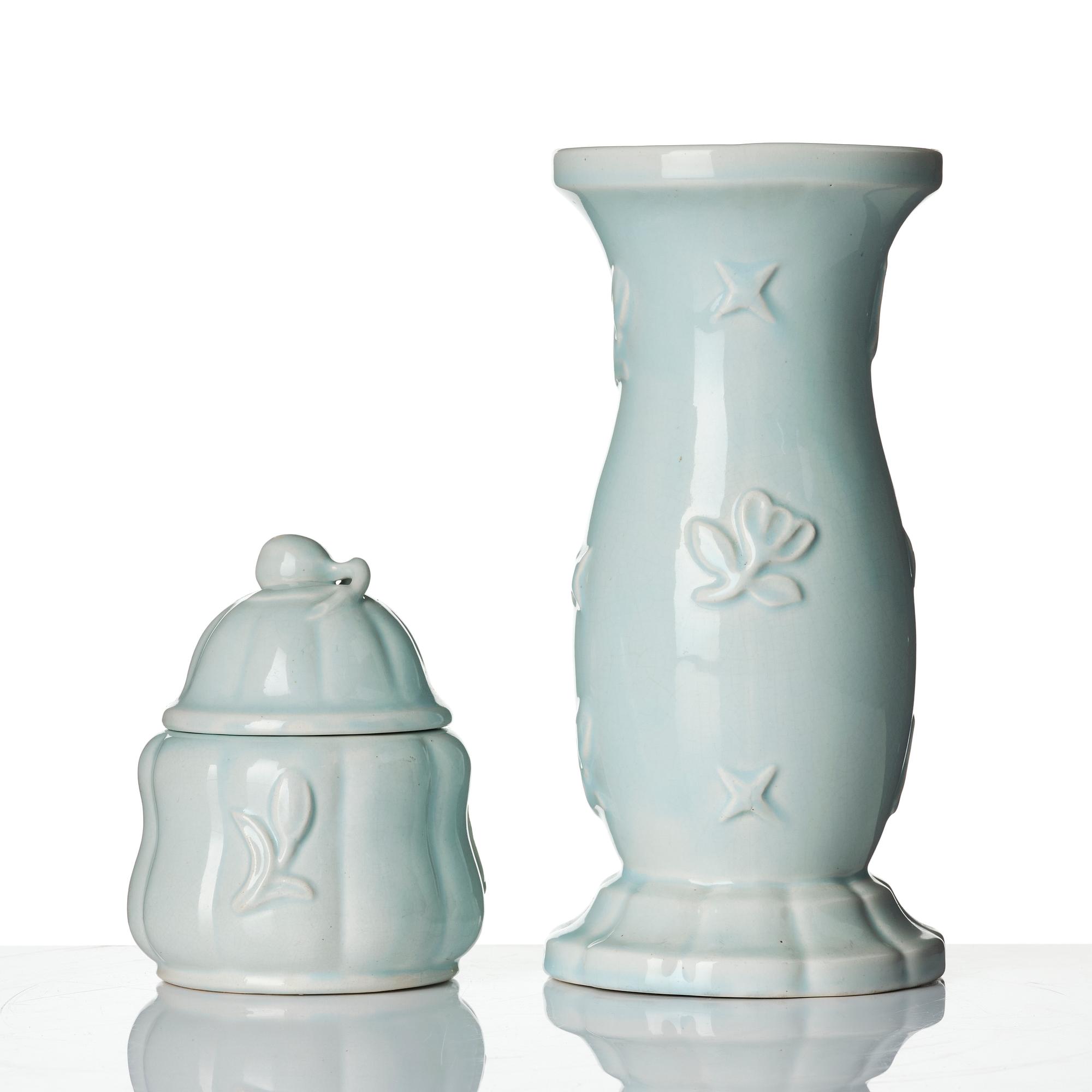 Wilhelm Kåge, a ceramic vase and a  lidded bowl, Gustavsberg 1927-28.