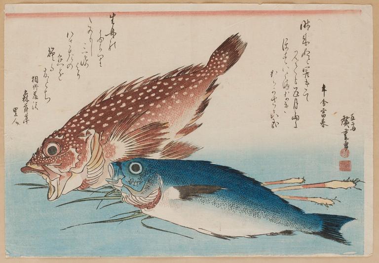 Ando Utagawa Hiroshige, Motiv med fiskar.
