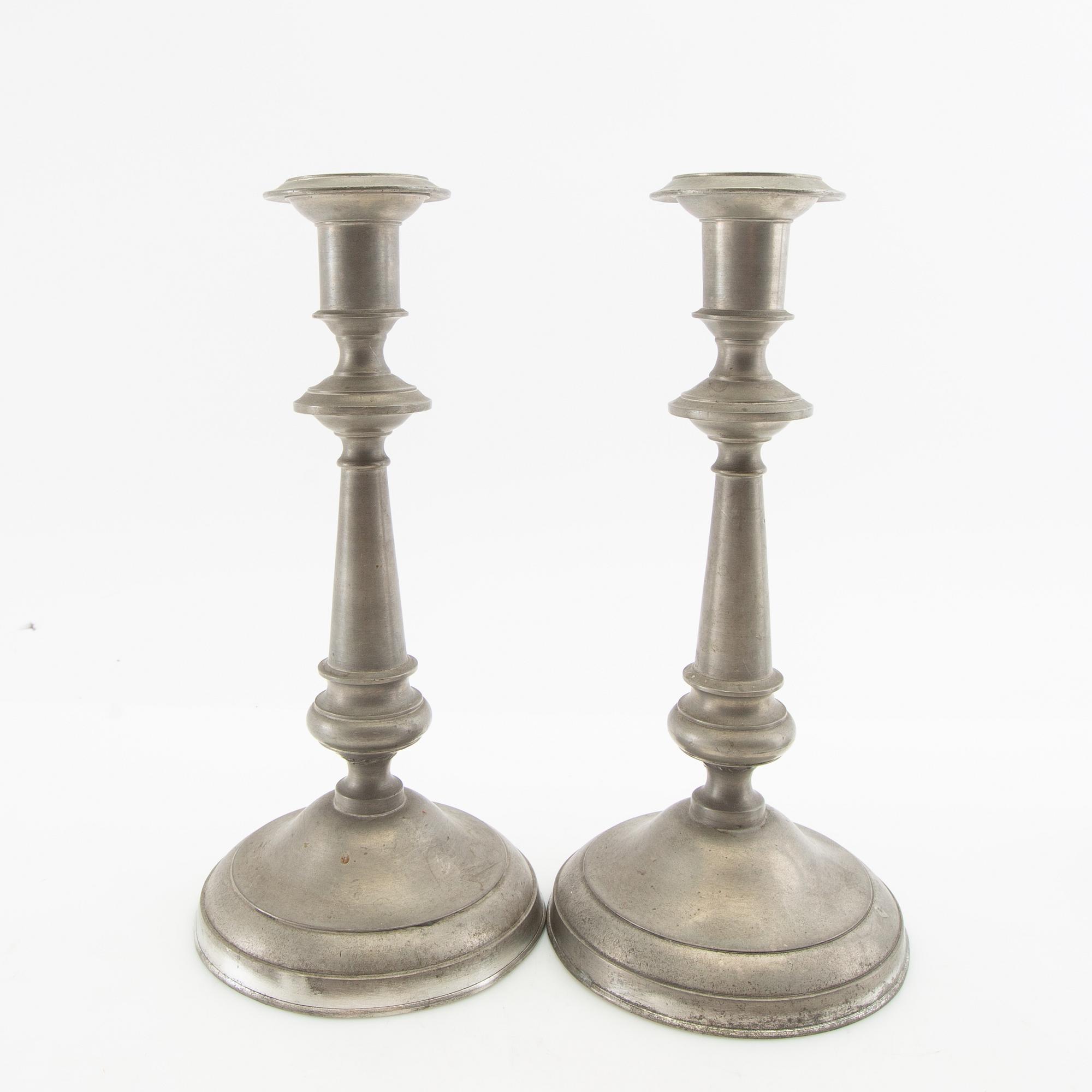 Candle holders 2 pairs, second half of the 19th century, tin.
