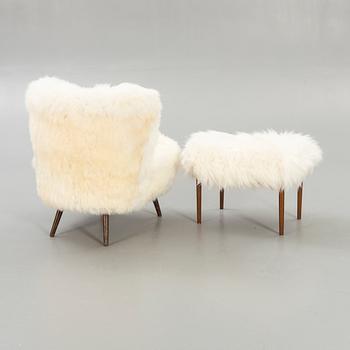 Armchair and footstool, 1950s-1960s.