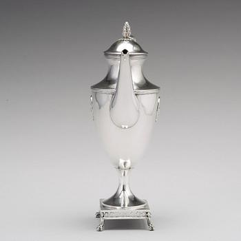 Petter Eneroth, kaffekanna, silver, Stockholm 1798, gustaviansk.