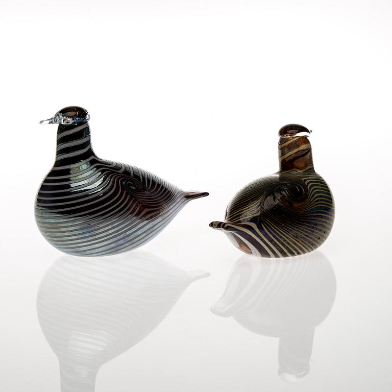 FIGURINER, 2 st, glas, Oiva Toikka, Nuutajärvi. Signerade.
