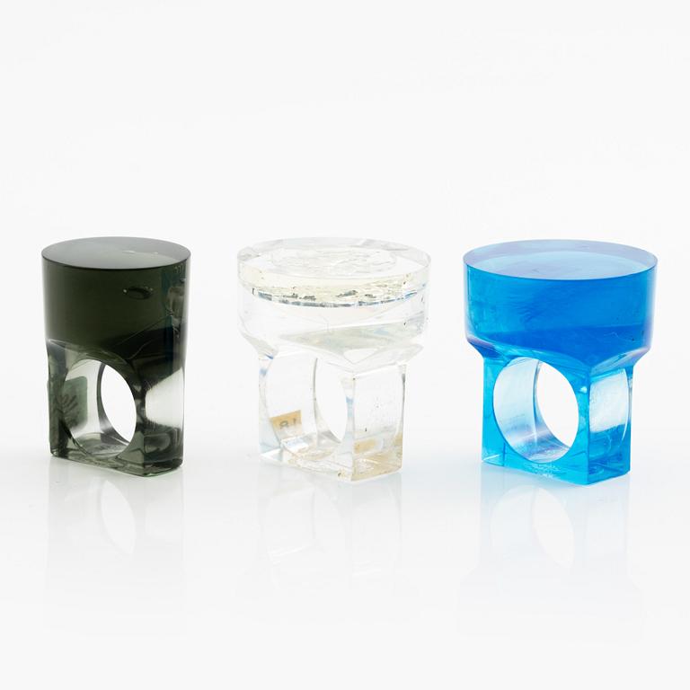Siv Lagerström, three rings, acrylic plastic, 1970s.