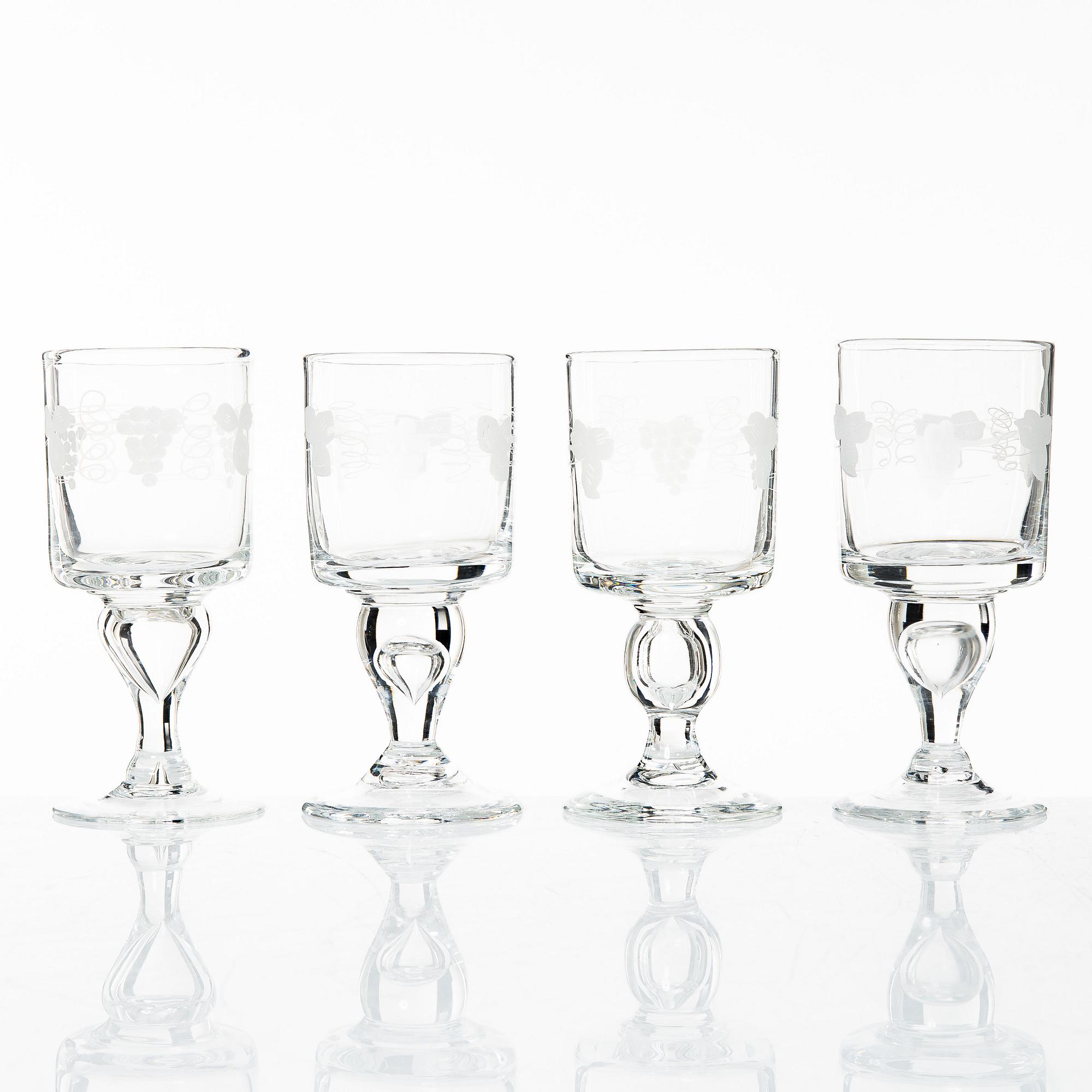 A set of 'Swedish old' wine glasses, Reijmyre, Sweden.