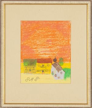 Primus Mortimer Pettersson, chalk drawaings, 4 signed PMP.