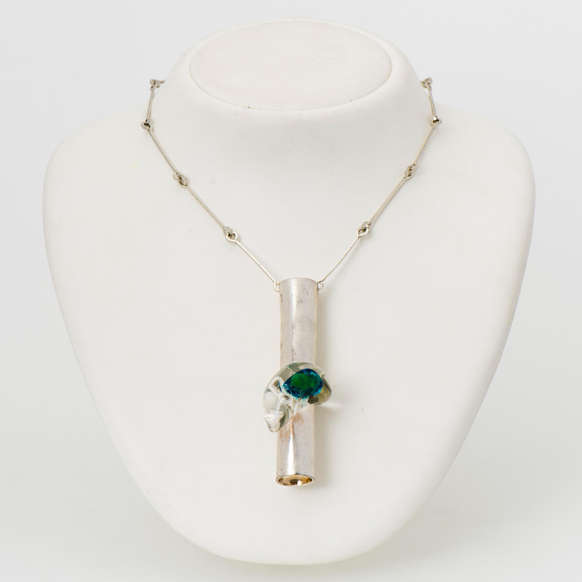 BJÖRN WECKSTRÖM, HALSSMYCKE, "Ishjärtat", akryl, silver. Lapponia 1971.