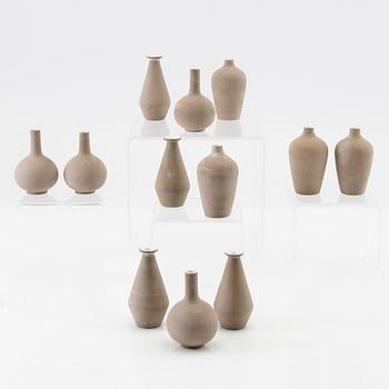 Gunnar Nylund, 12 mini vases, Likely Nymölle 1950s/60s, Denmark.