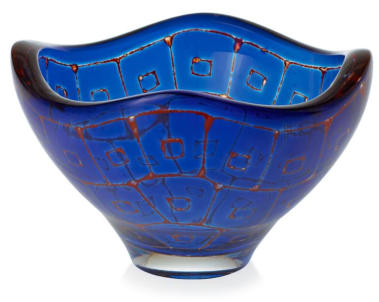 A Sven Palmqvist Ravenna glass bowl, Orrefors, 1978.