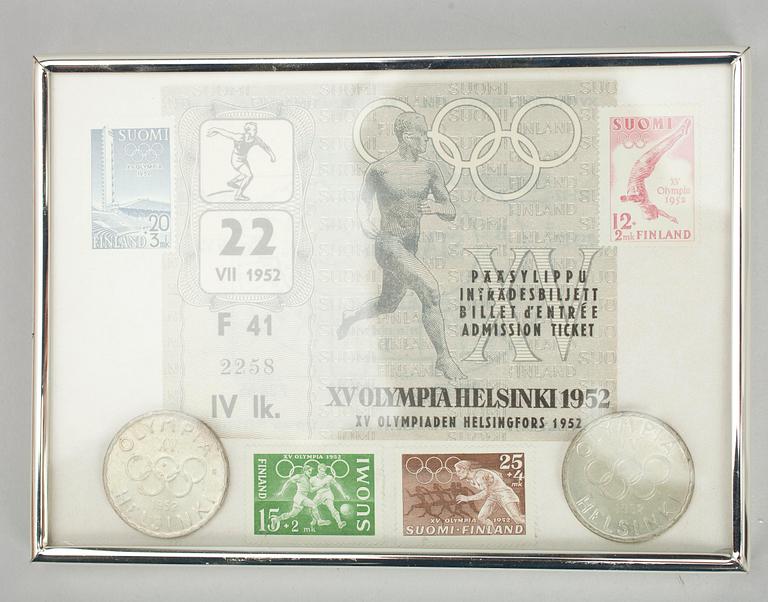OLYMPISK MEMORABILIA, 5 delar, Helsingfors 1952.