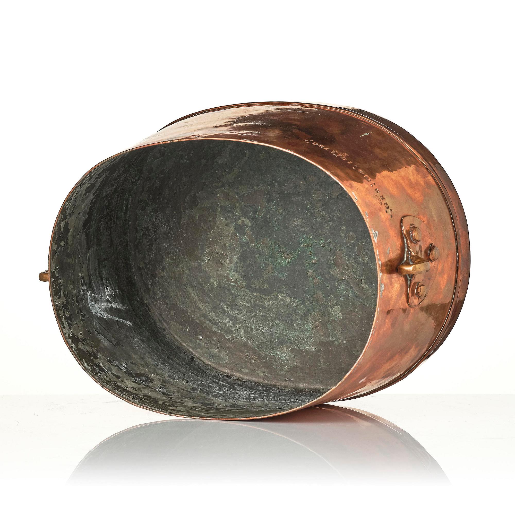 A copper cauldron from Gustav III:s household, dated 1788.