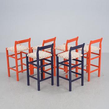 BARSTOLAR, 6 st , "Schablon", John Kandell, Källemo.