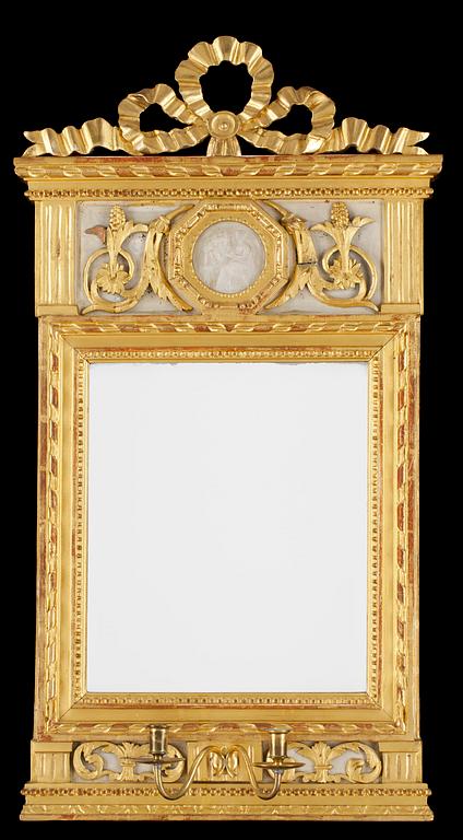 A pair of Gustavian late 18th century two-light girandole mirrors.