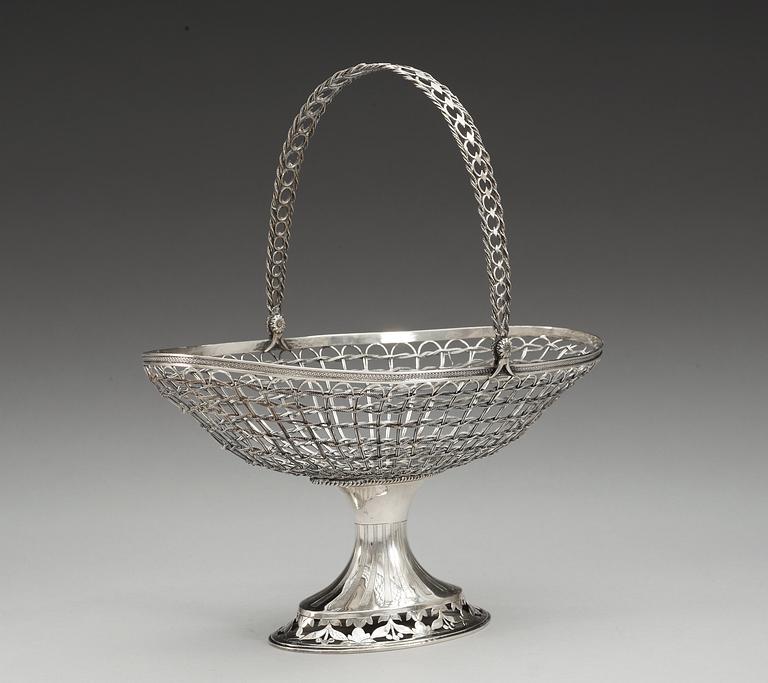 A Swedish 19th century silver bread-basket, makers mark of  Adolf Zethelius, Stockholm 1814.