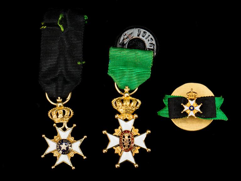 MINIATYRORDEN, 3 st,  Vasaorden och Nordstjärneorden. 1900-tal.