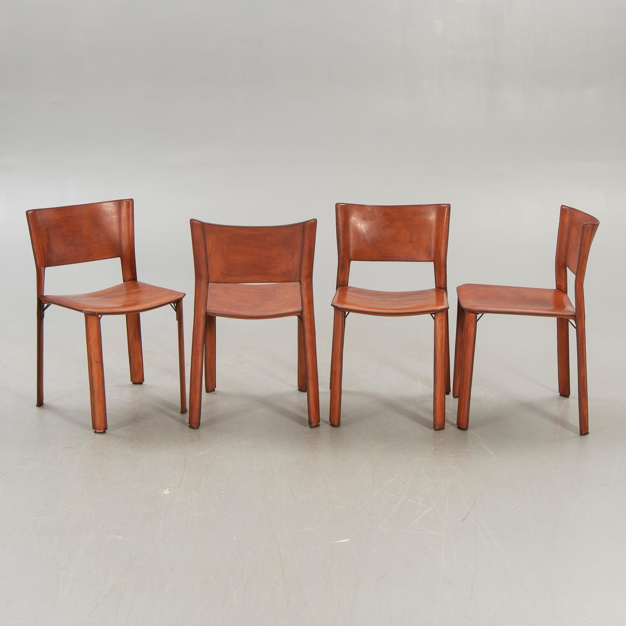 A set of four S-91 chrome and leather chairs from Fasem later part of the 20th century.