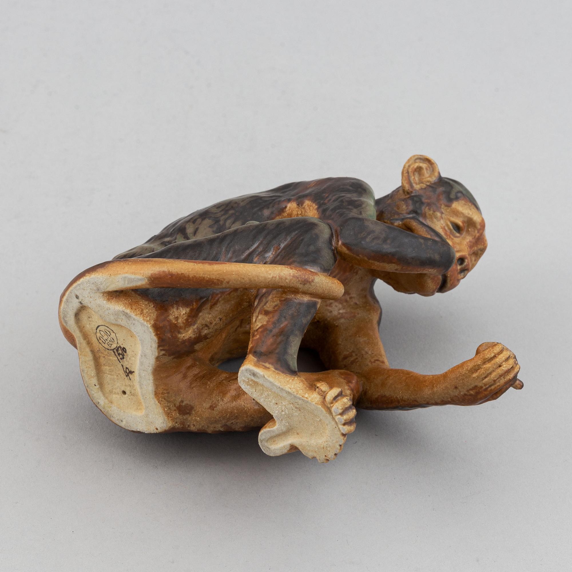 Bing & Grondahl Porcelain Figurine of Monkey Thinker, first half 20th century.