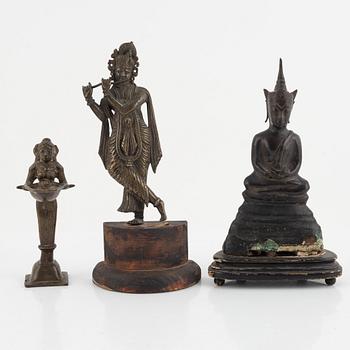 Three bronze sculptures, India and Burma, 19th/20th Century.