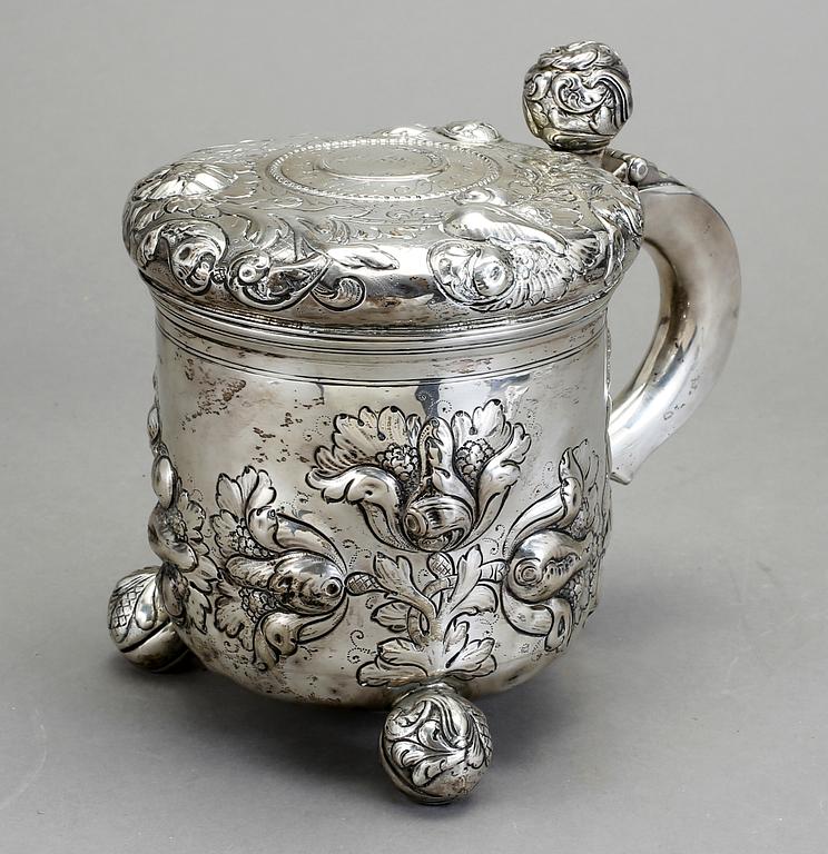 DRYCKESKANNA, silver, Barockstil. Vikt 1192 gr.