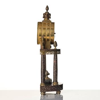 A late Gustavian-style porphyry portico clock.