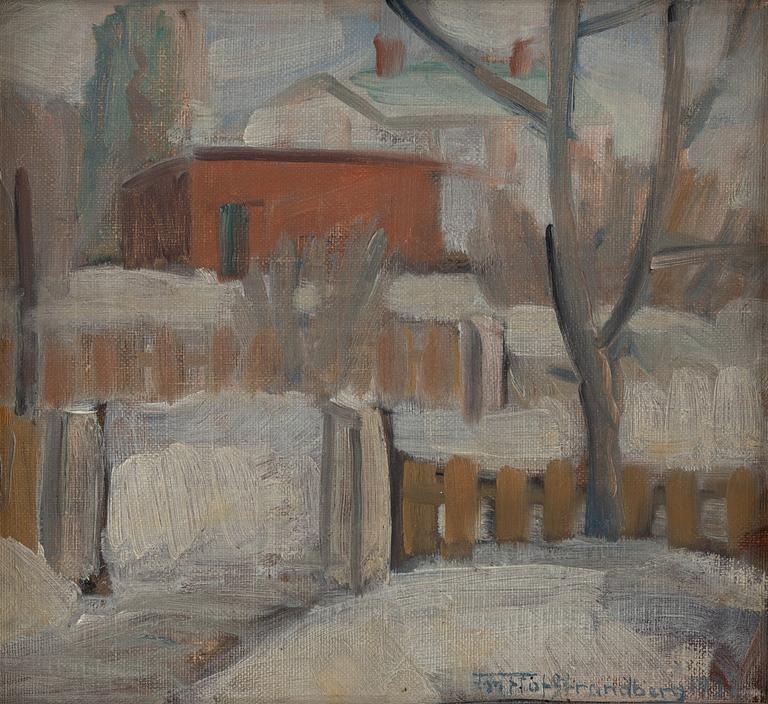 Fritiof Strandberg, houses in winter landscape.