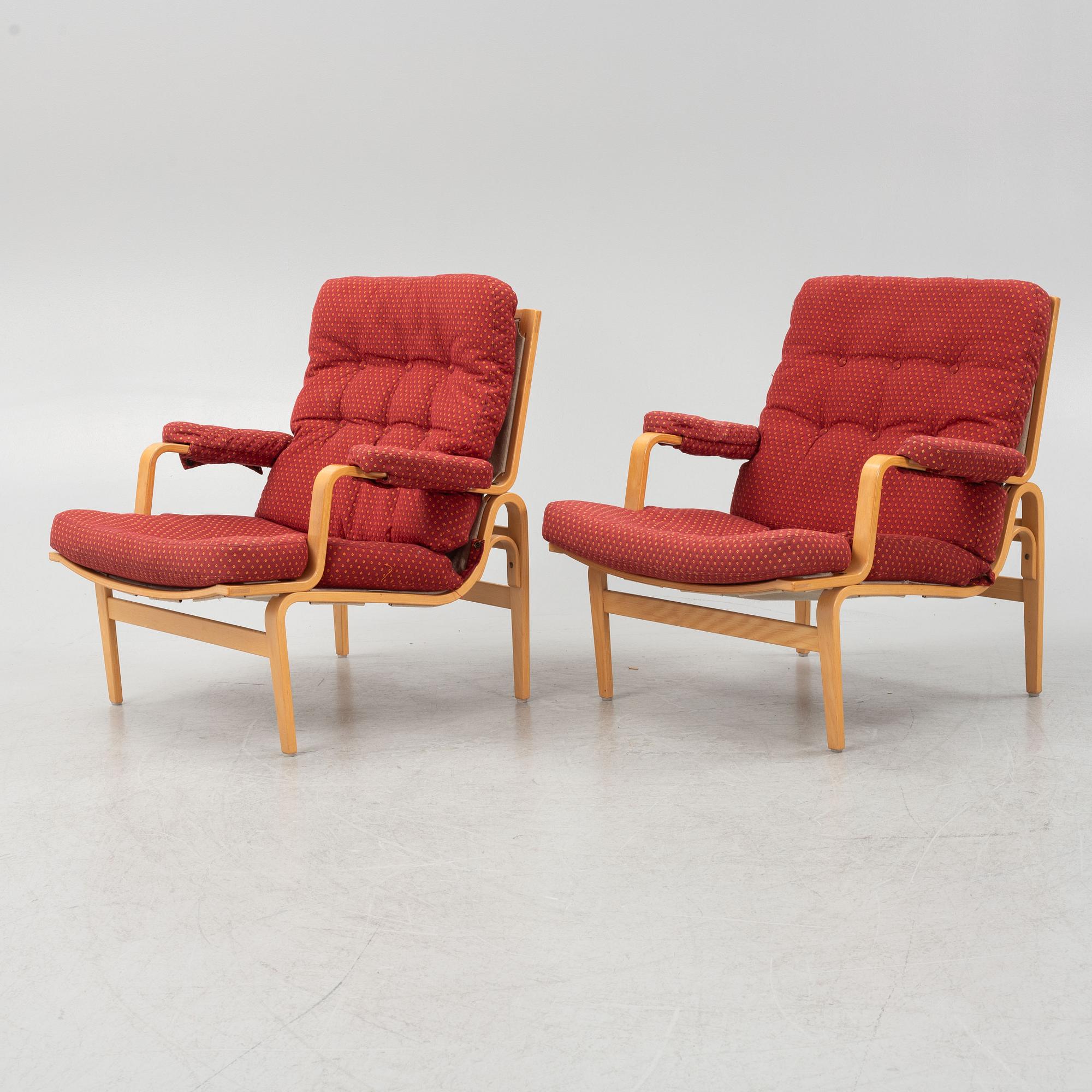 Bruno Mathsson, fåtöljer, ett par, "Ingrid", Dux.