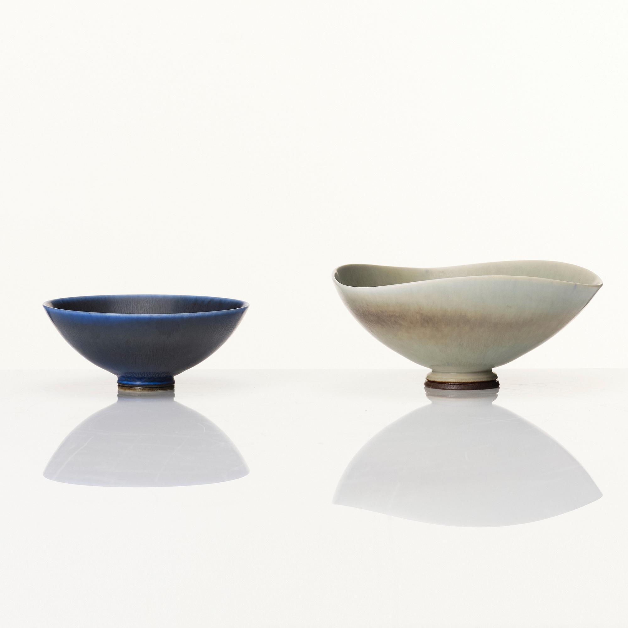 Berndt Friberg, vas samt skålar, 2 st, Gustavsbergs studio 1951-72.