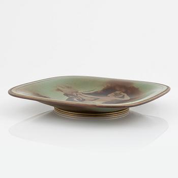 Gunnar Nylund, a 'Flambé' stoneware dish, Rörstrand, Lidköping, 1930's/40's.