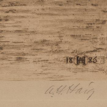 AXEL HERMAN HÄGG, Etching, 1886, signed.