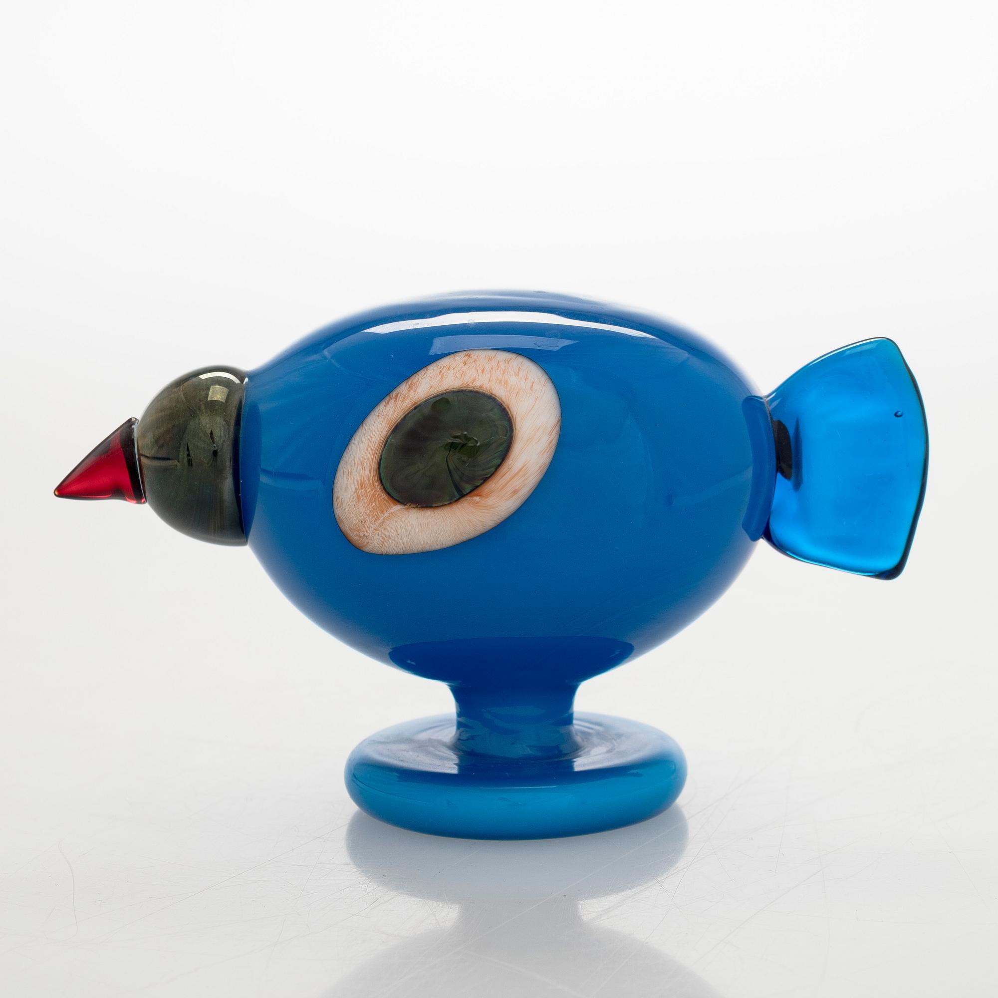 Oiva Toikka, lasilintu, "Turkinkana", signeerattu O. T. II Nuutajärvi 2005.