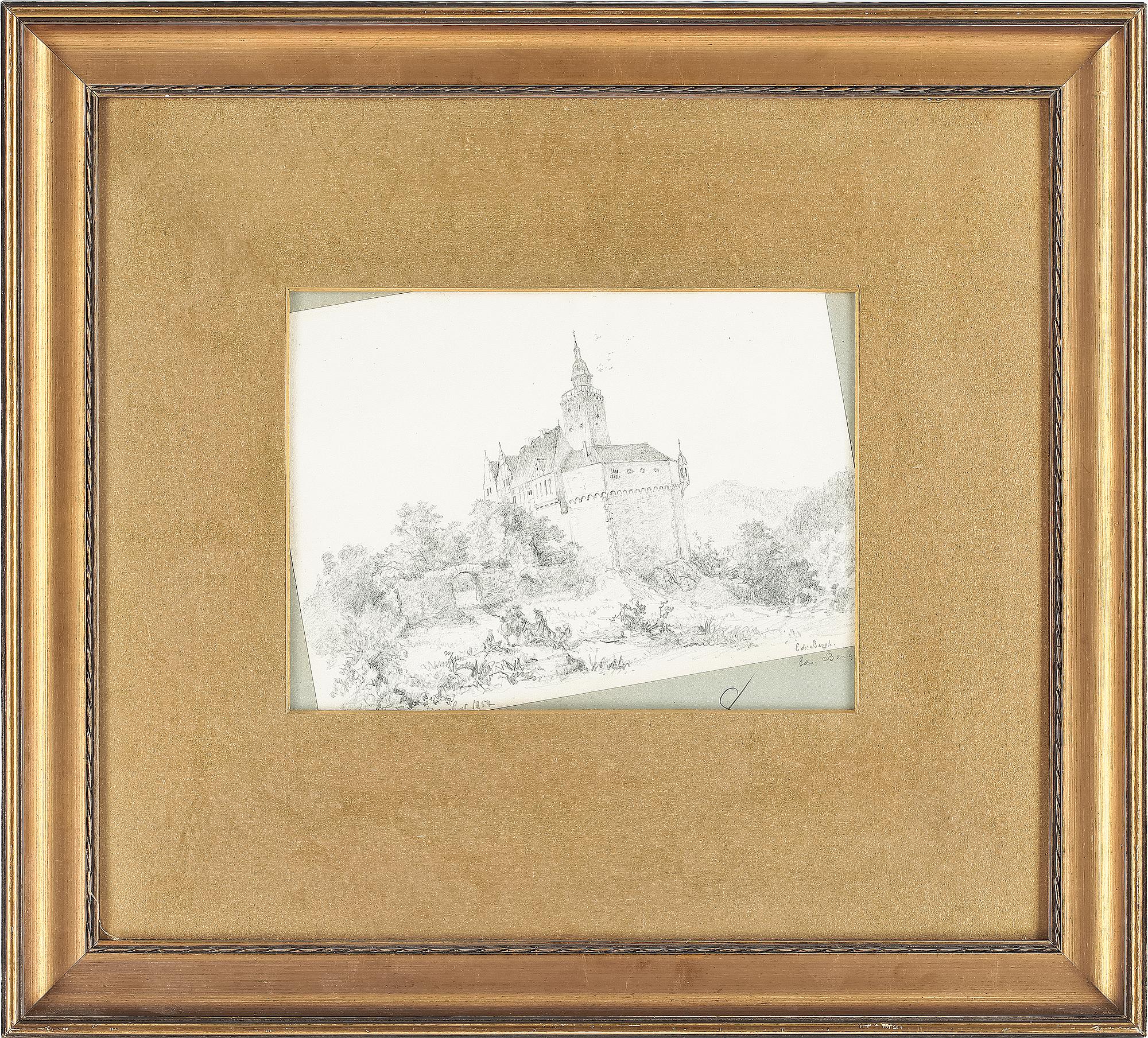 EDVARD BERGH, blyertsteckning, sign o dat 1854.