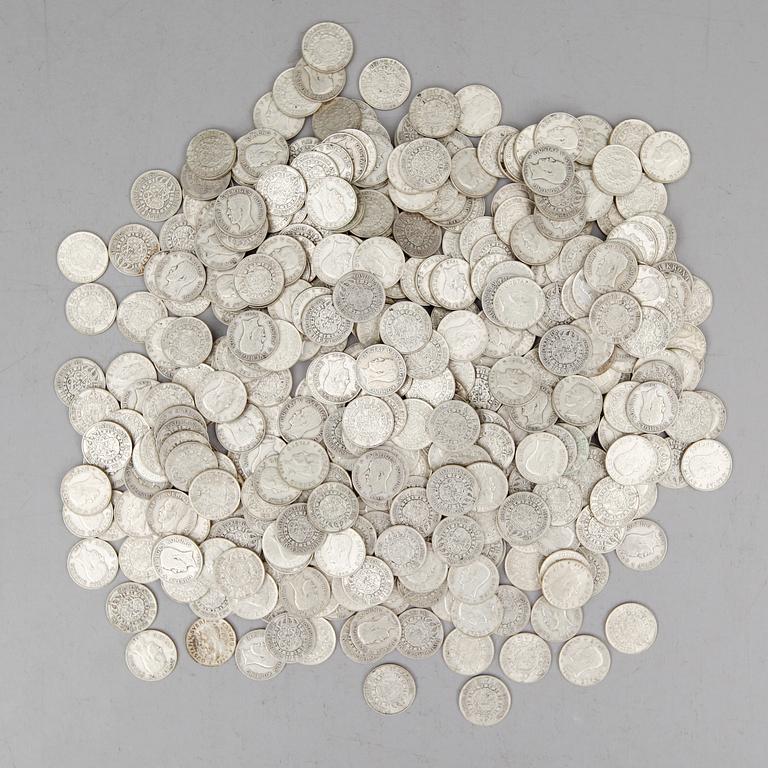 SAMLING SILVERMYNT, enkronor, Gustaf V, 1910-1941. Vikt ca 3000 gram.