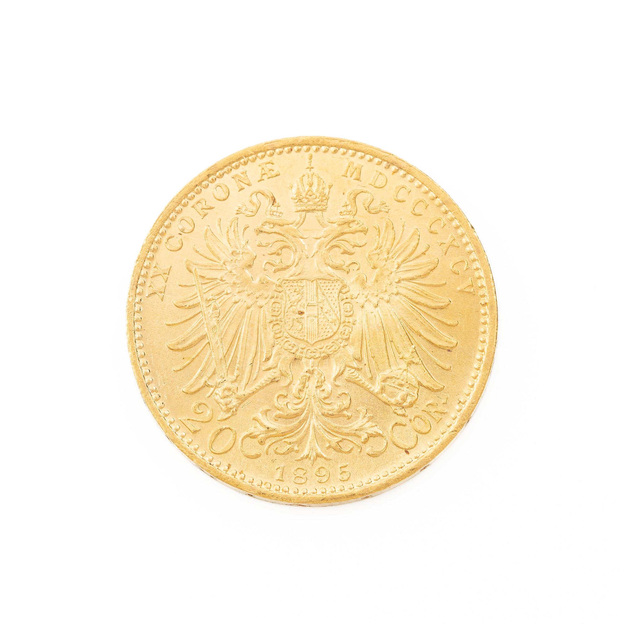 Guldmynt, Österrike-Ungern, 20 Corona, 1895.
