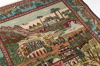 Matta, semiantik Keshan figural, ca 198 x 134 cm.