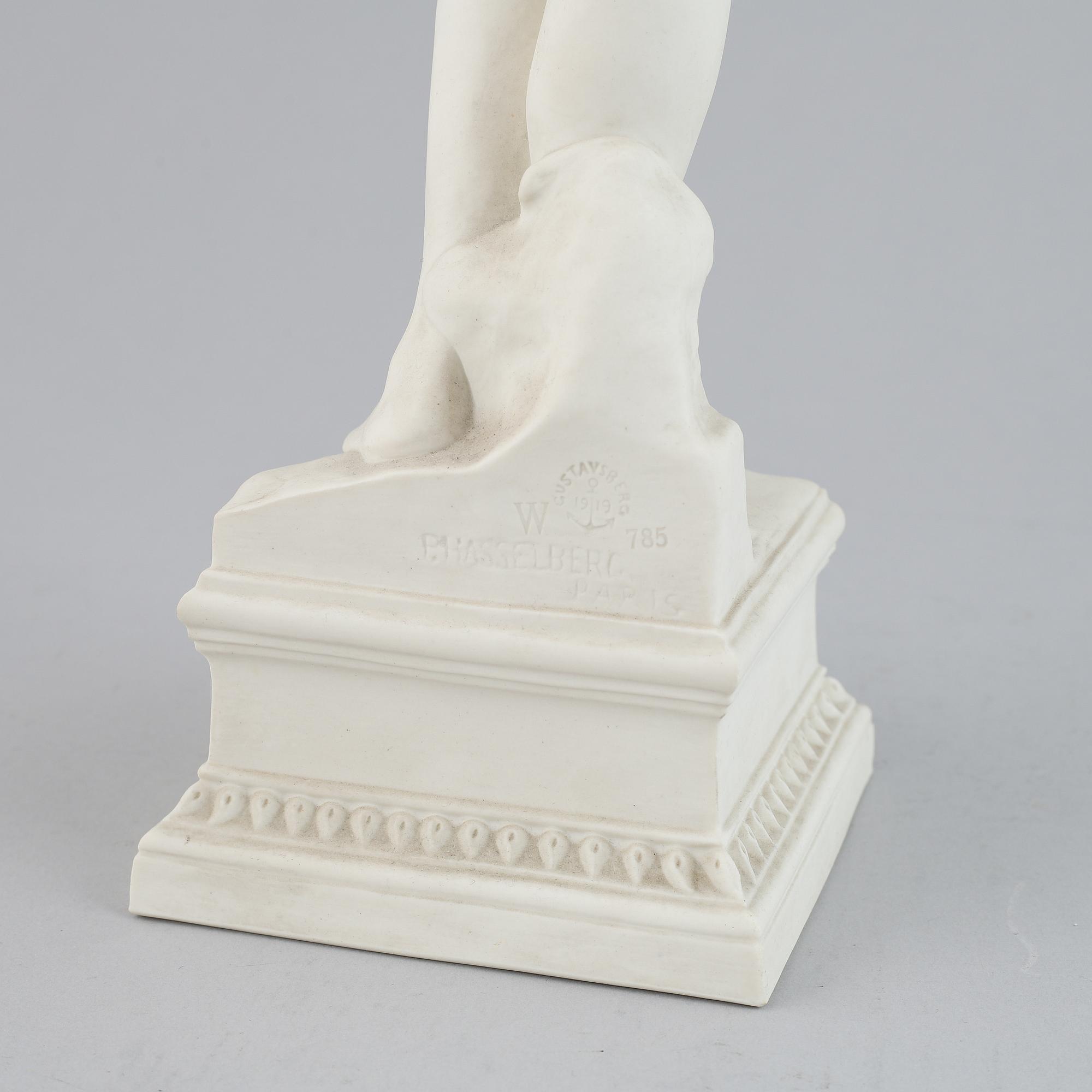 Per Hasselberg, after, sculpture, parian. Stamp signed.