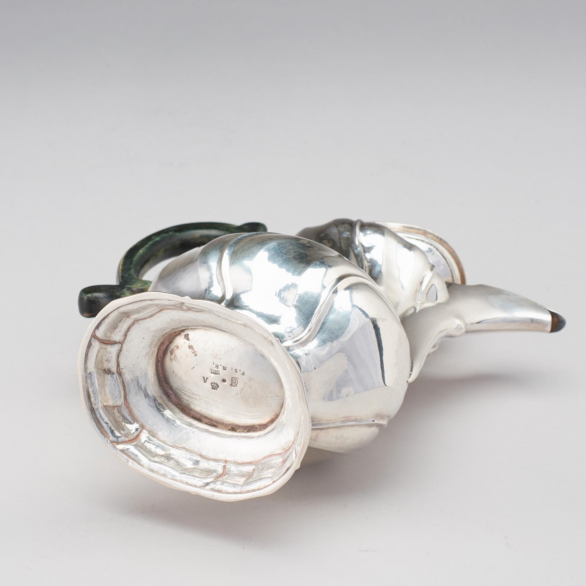 Johan Wennerwall, kaffekanna, silver, Göteborg 1759, rokoko.