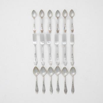 C.G. Hallberg, Cutlery, 18 pcs, silver, model "Empire", Stockholm 1918-1937.
