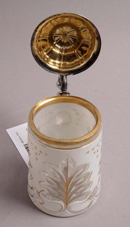 DRYCKESPOKAL med LOCK, glas och silver, Böhmen.