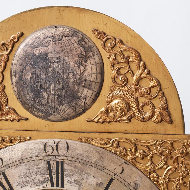 An English 18th century eight-bells longcase clock, dial face marked Collins Wattisfield.