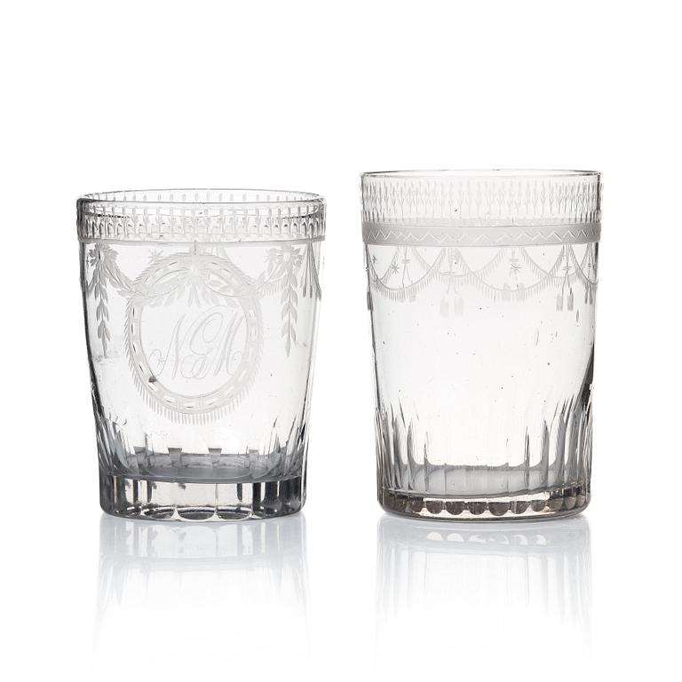 Glas, 10 stycken. Sengustavianska, omkring 1800.