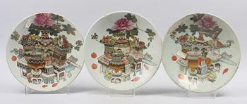 PARTI ORIENTALISKA FAT, 6 st, porslin, Kina, 1900-tal.