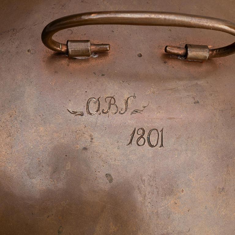 A Swedish early 19th century parcel-gilt silver bridal crown, mark of Erik Ramstedt, Härnösand 1801 and copper case.