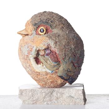 Tyra Lundgren, a stoneware sculpture of a bird, Sweden, dated 1967.