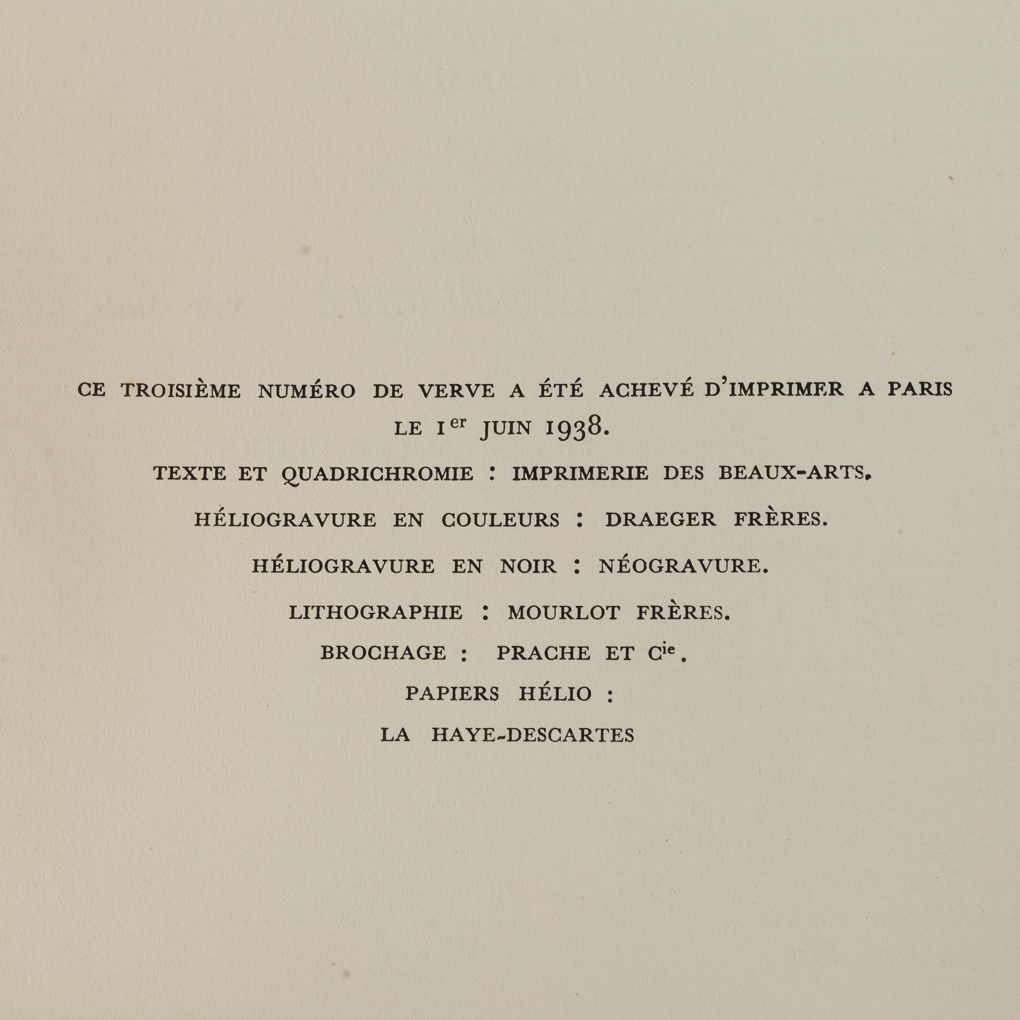 VERVE CATALOGUES VOLUME 1, bound together no. 3-6, 1938-1939.