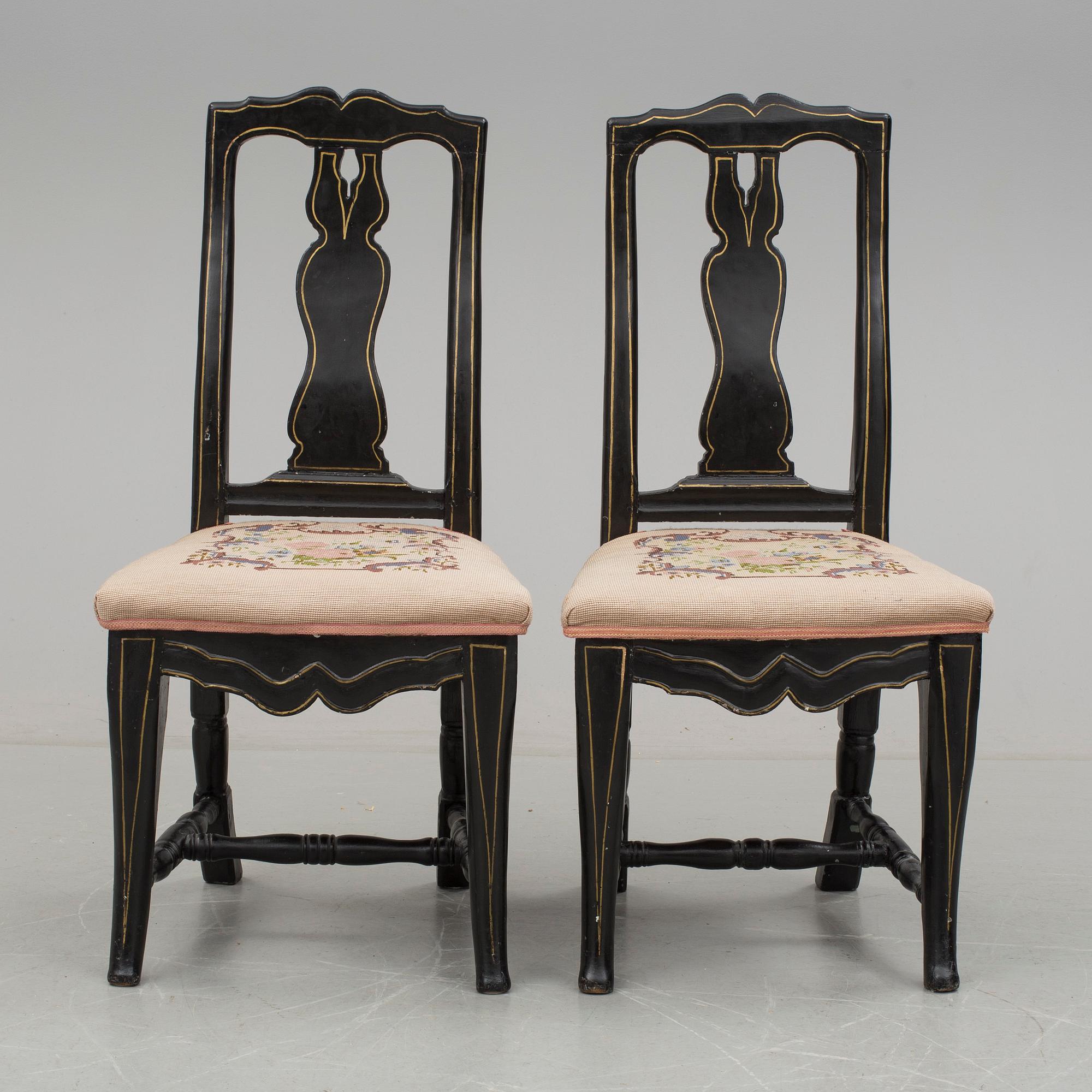 STOLAR, ett par, barockstil, 1800-tal.