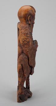 SKULPTUR, målat trä, Kina troligen 1800-talets slut.