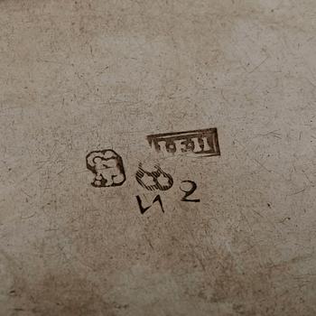 SOPPSLEV samt STRÖSKED, silver samt trä, Johan Fredrik Hollman, Skänninge, 1795, total vikt ca 180 gram.